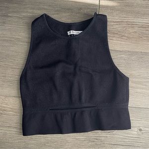 Forever 21 Seamless Ribbed Crop Tank With Cut Out